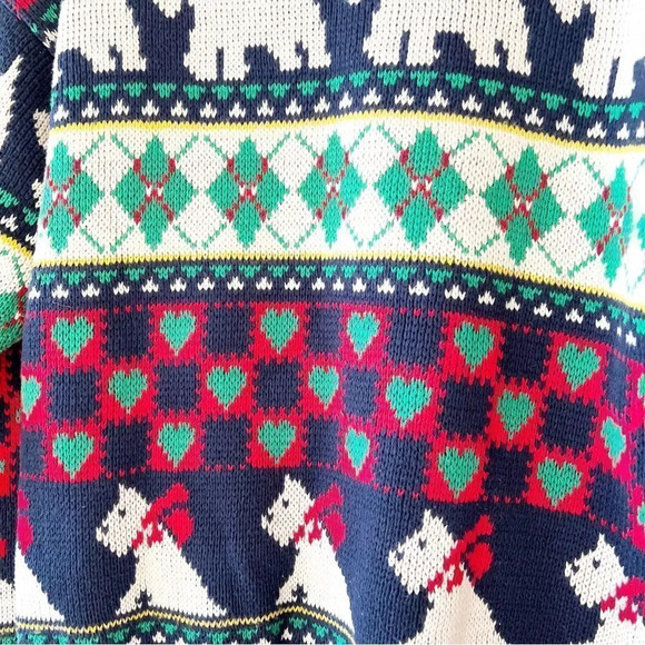 Bonnie Nobel Vintage‎ Scottie Dog Sweater Size 11 Cotton Knit 90s Preppy Grandma - Picture 6 of 7
